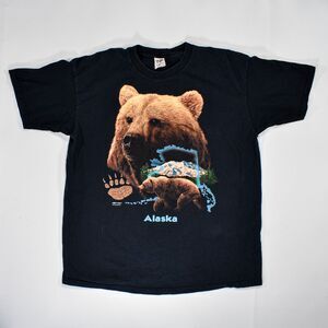 Vintage Y2K Alaska Brown Bear T-Shirt - XL